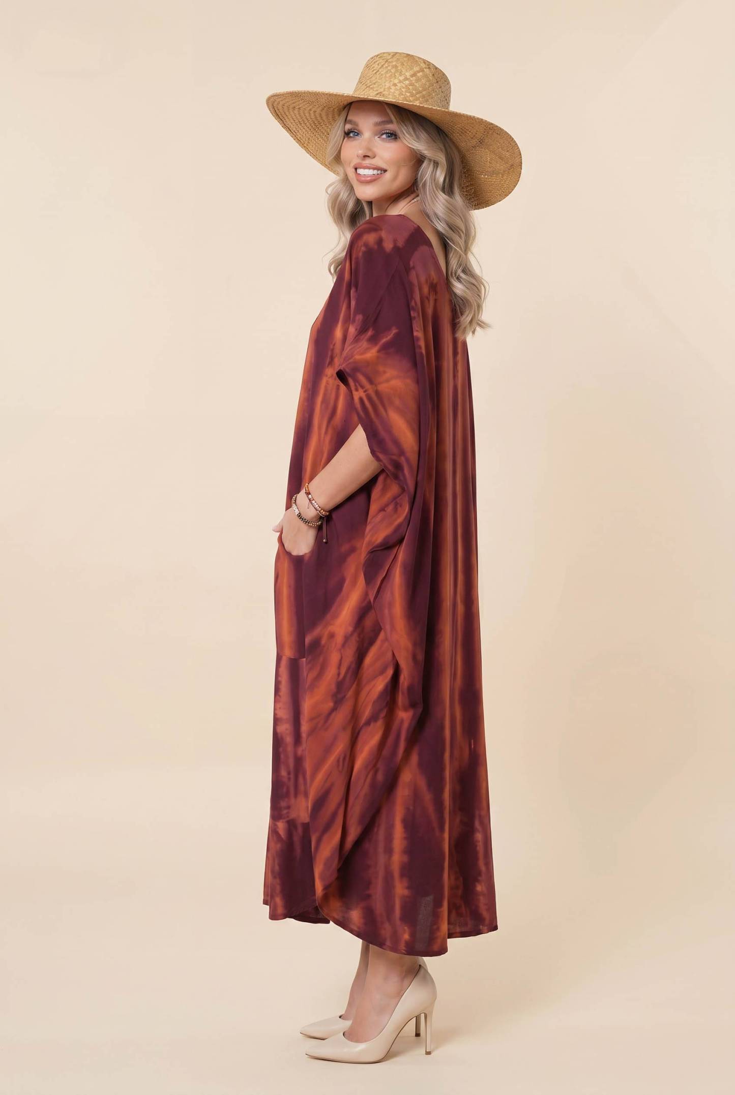V-neck Printed Maxi Dress