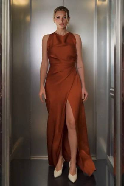 Pleated Slit Maxi Dress