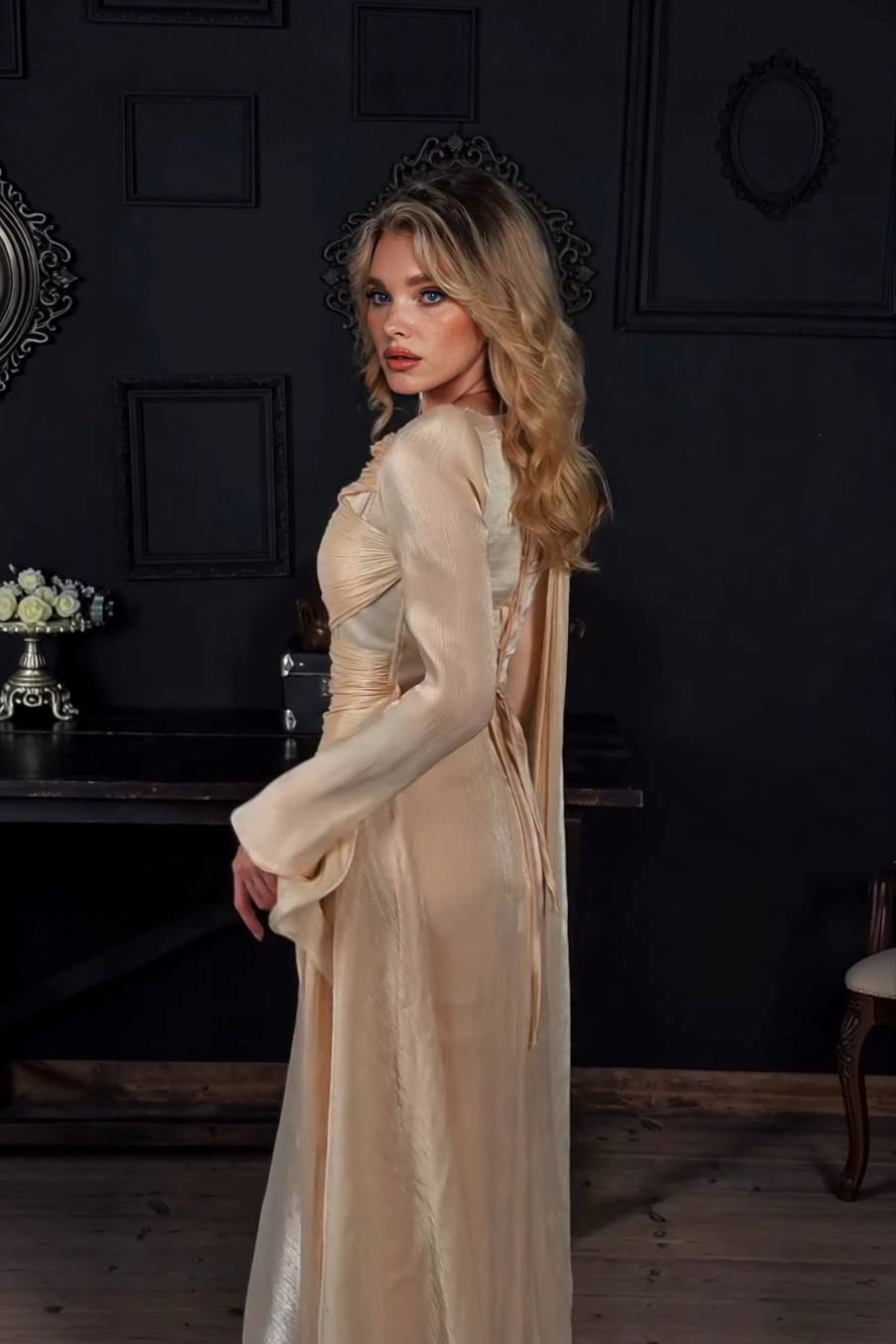 Pleated Ribbon Design Maxi Dress – Likemychoice