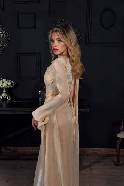 Pleated Ribbon Design Maxi Dress