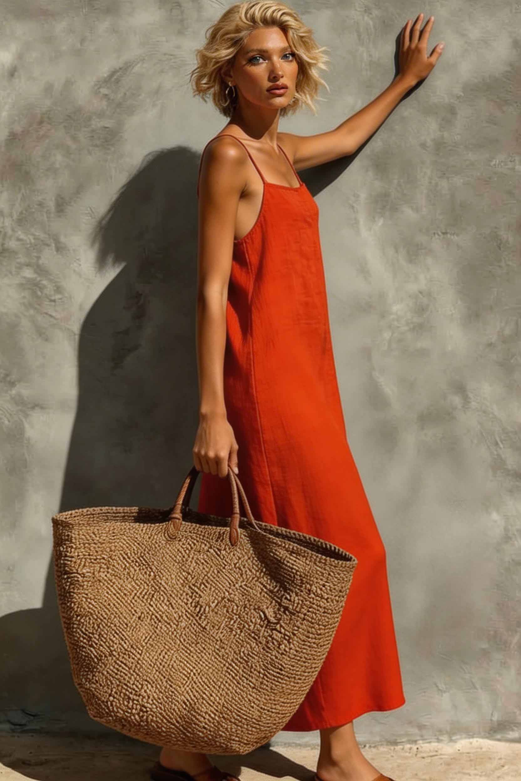 Minimalist Back Slit Slip Dress