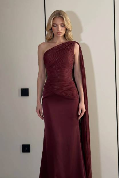 Pleated Ribbon Maxi Dress
