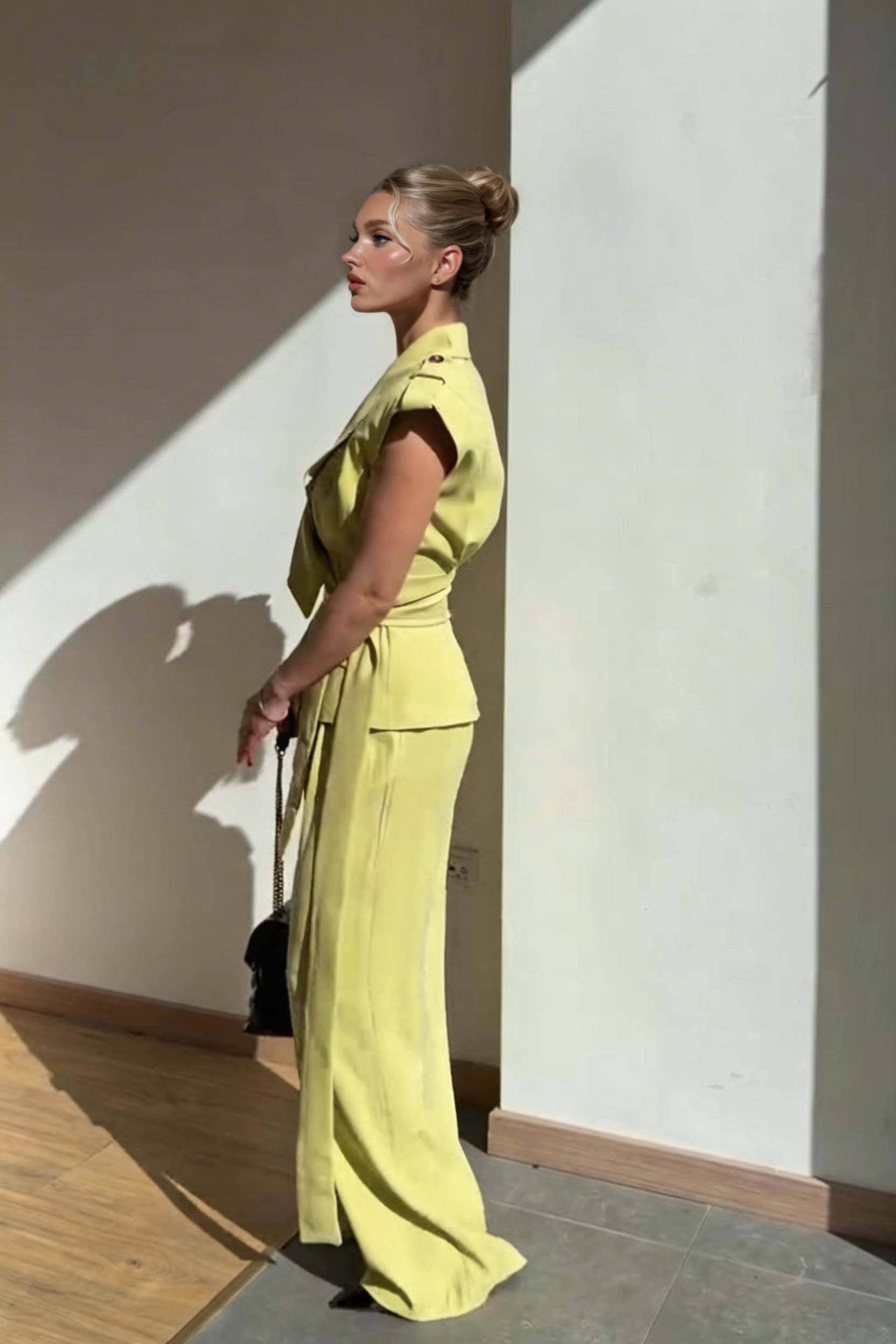 Asymmetric Vest And Wide-leg Pants Set