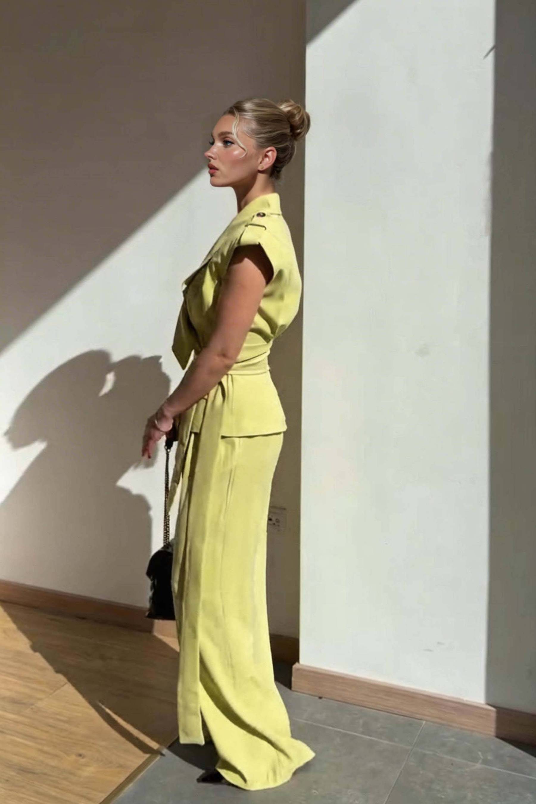 Asymmetric Vest And Wide-leg Pants Set