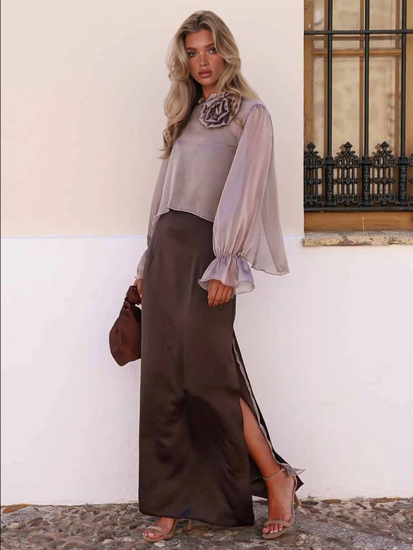 Stupable Sheer Blouse Camisole Sbed Maxi Dress