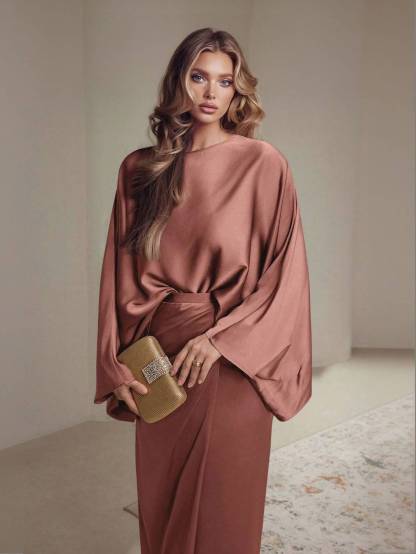 Minimalist Loose Shirt And Lace-up Skirt Suit