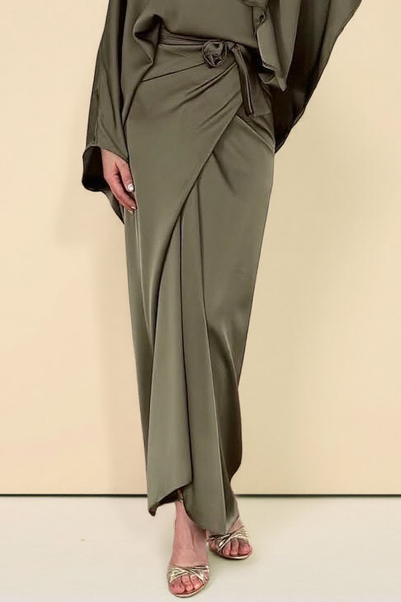 Minimalist Loose Shirt And Lace-up Skirt Suit-Shirt