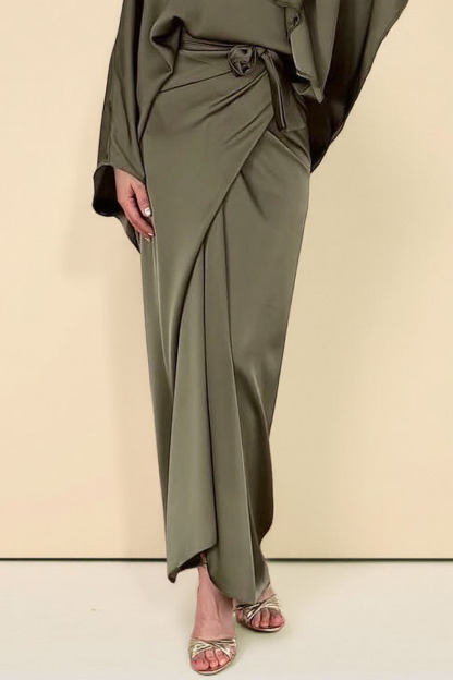 Minimalist Loose Shirt And Lace-up Skirt Suit-Shirt