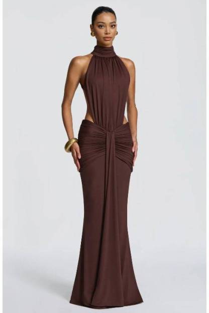 Halter-Neck Backless Maxi Dress