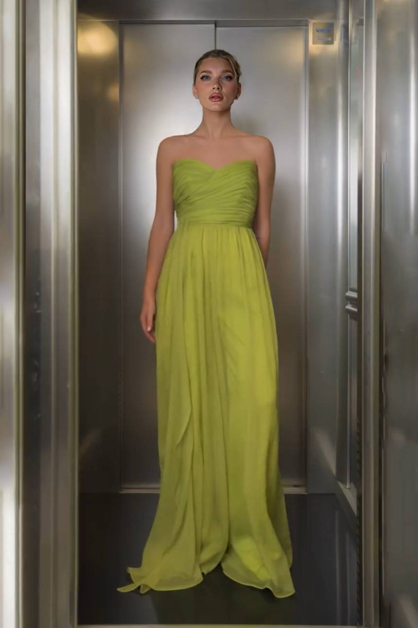 Strapless Ribbon Design Maxi Dress