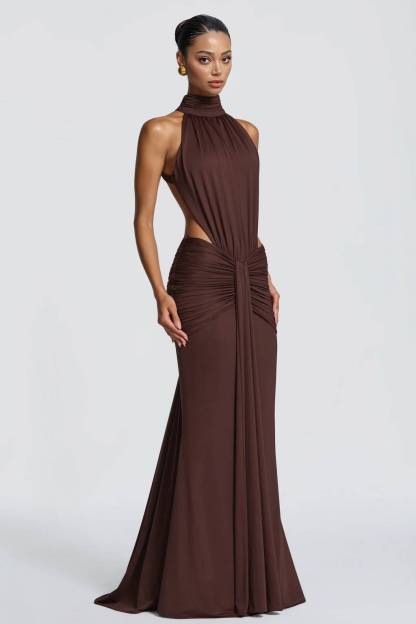 Halter-Neck Backless Maxi Dress