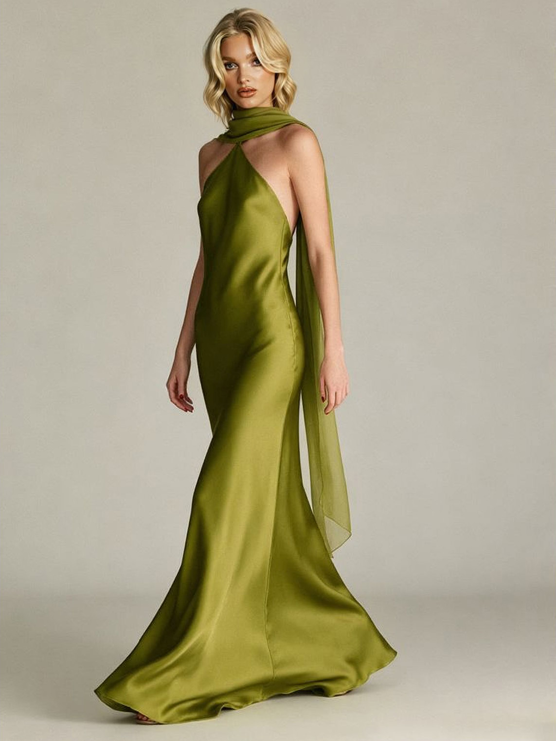 Elegant Backless Satin Maxi Dress