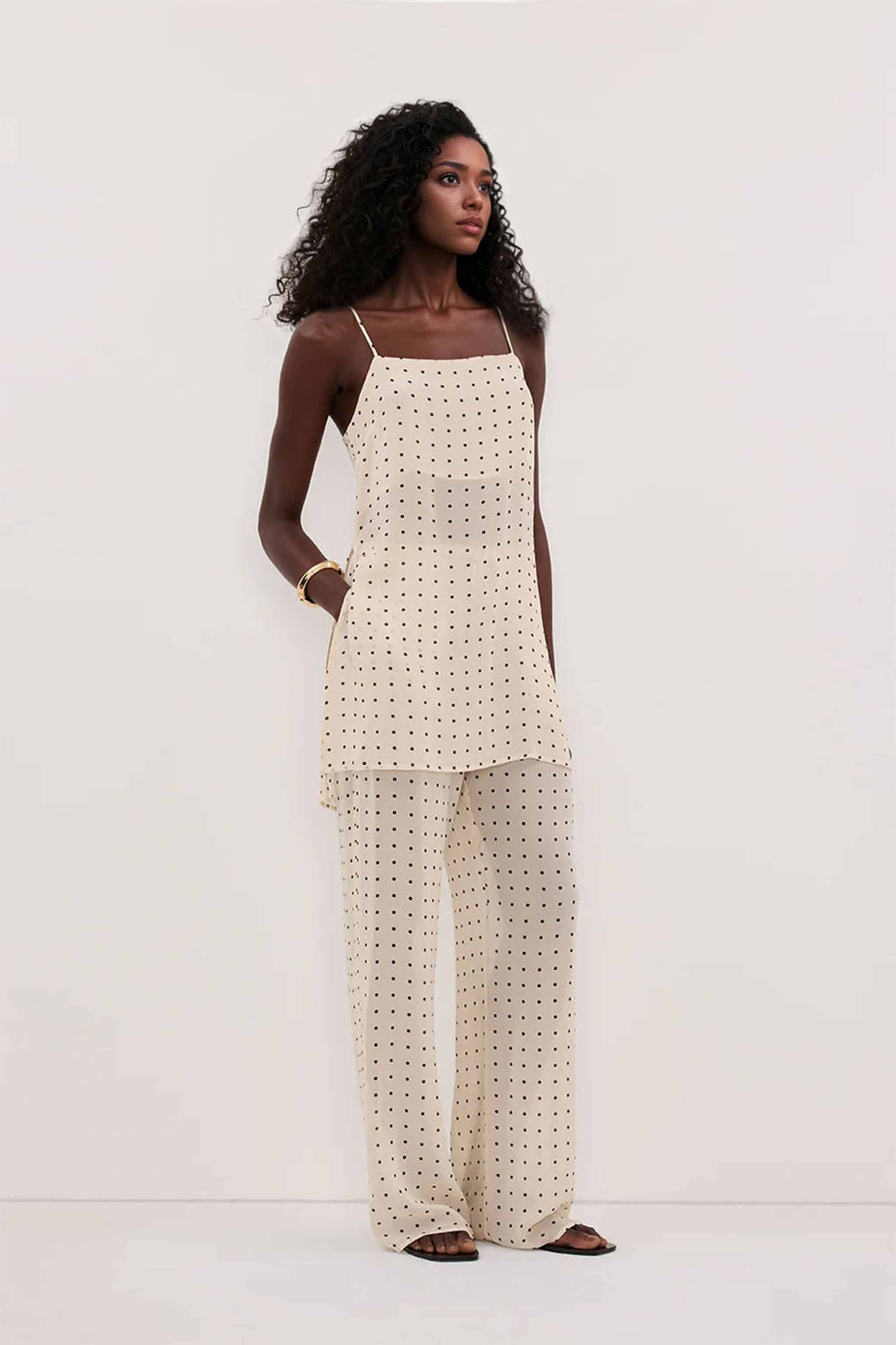 Polka dot Camisole And Wide Leg Pants Set