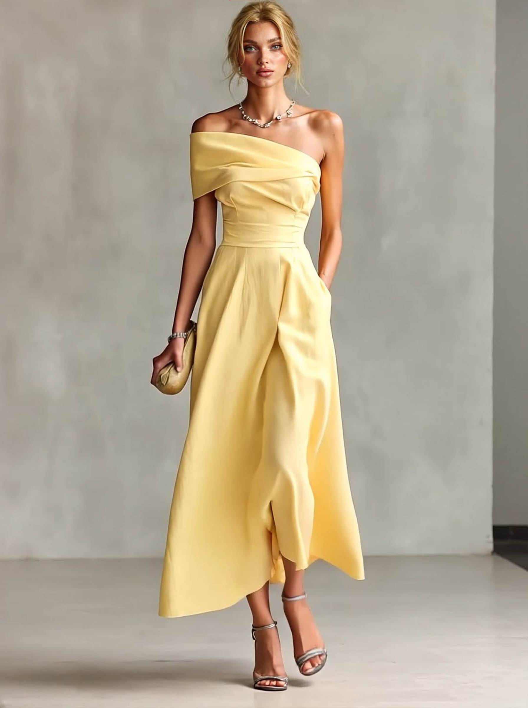 Off-shoulder High-waisted Dress