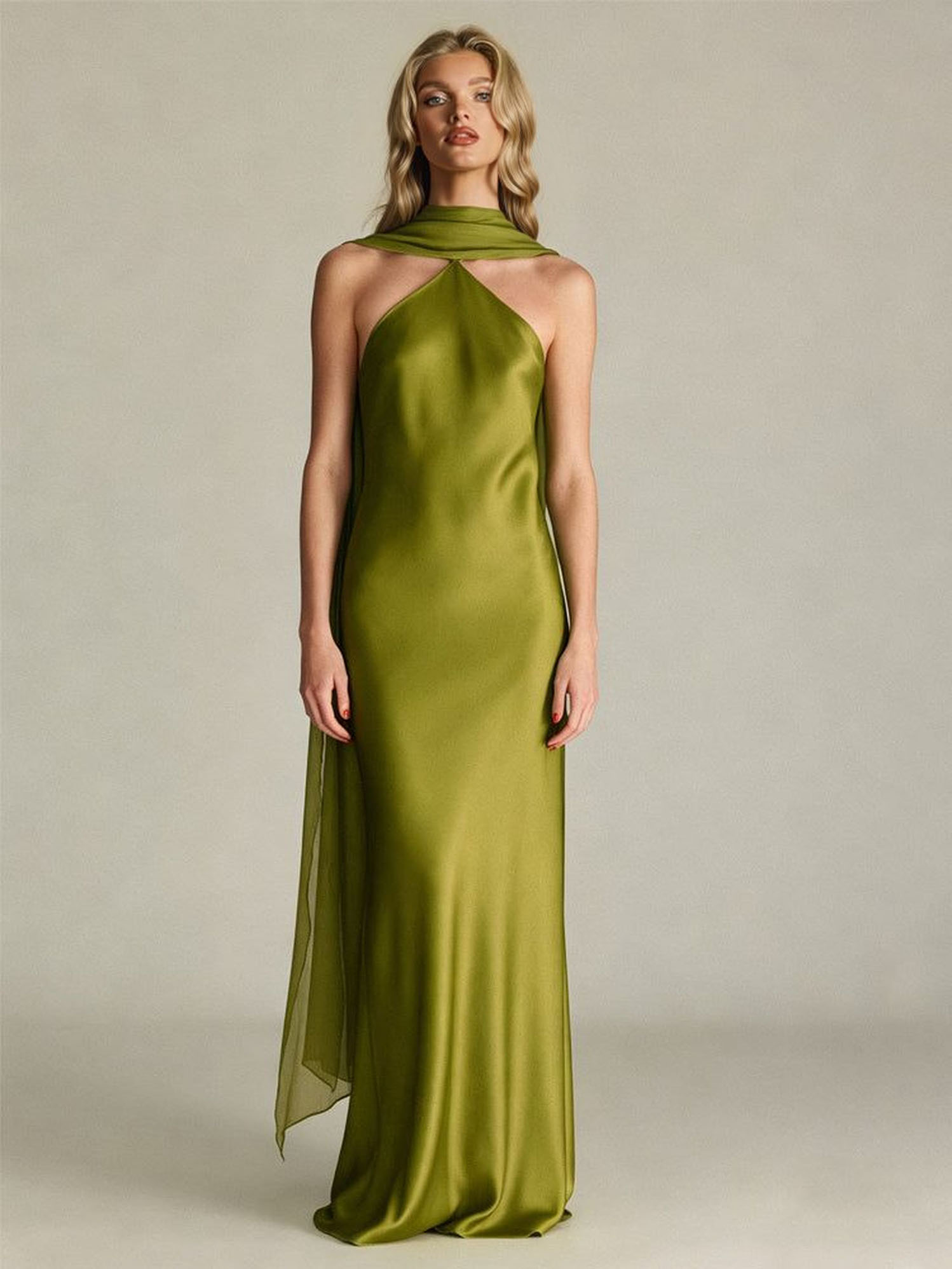 Elegant Backless Satin Maxi Dress