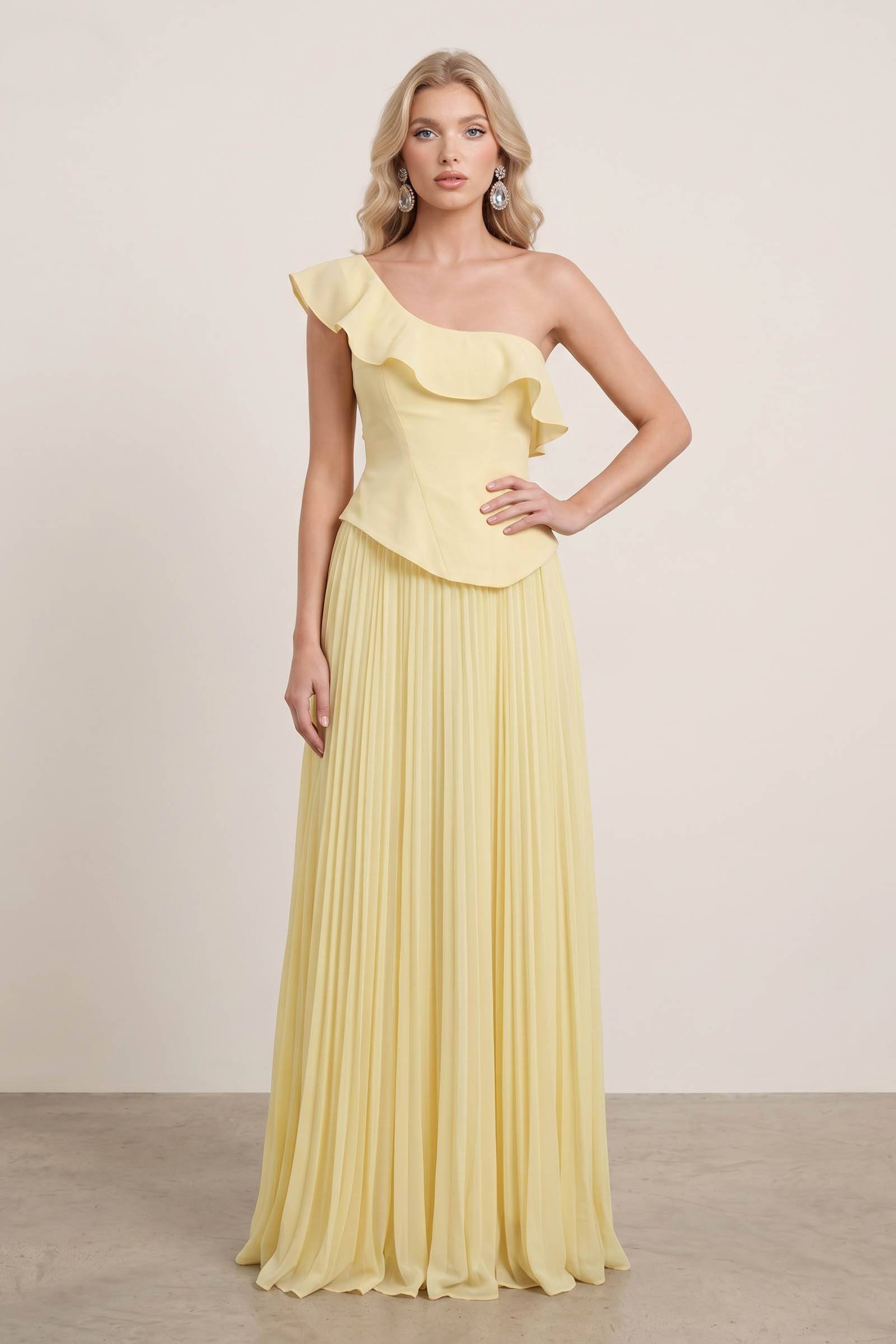 Off-Shoulder Asymmetrical Top And Skirt Set