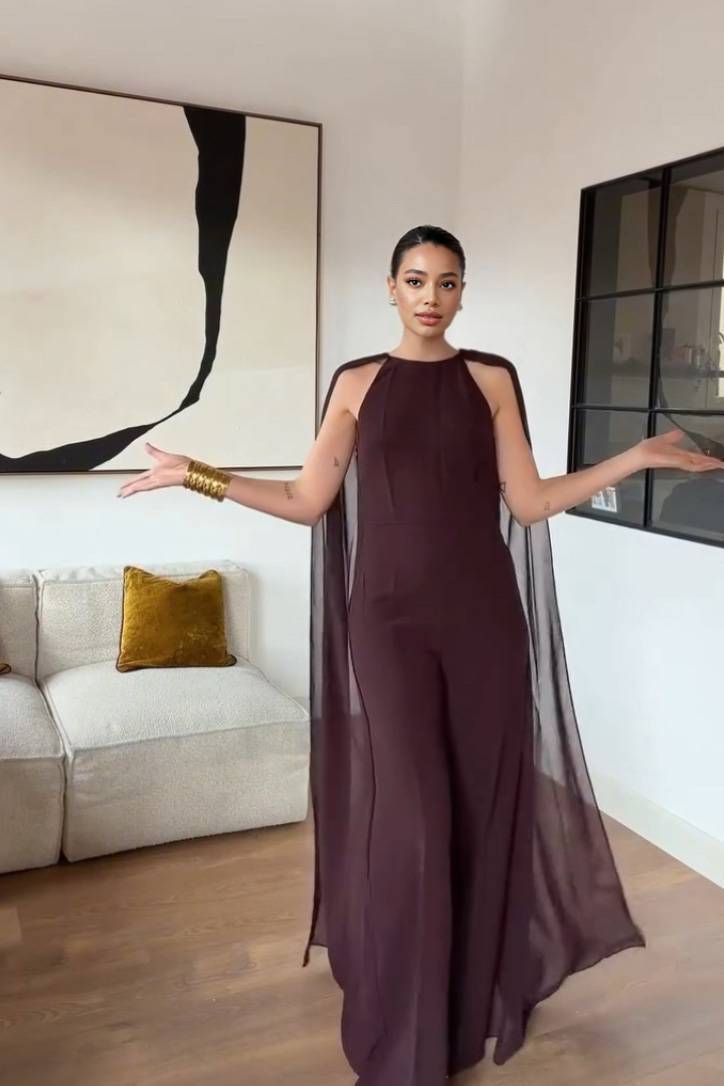 Minimalist Shawl Design Jumpsuit