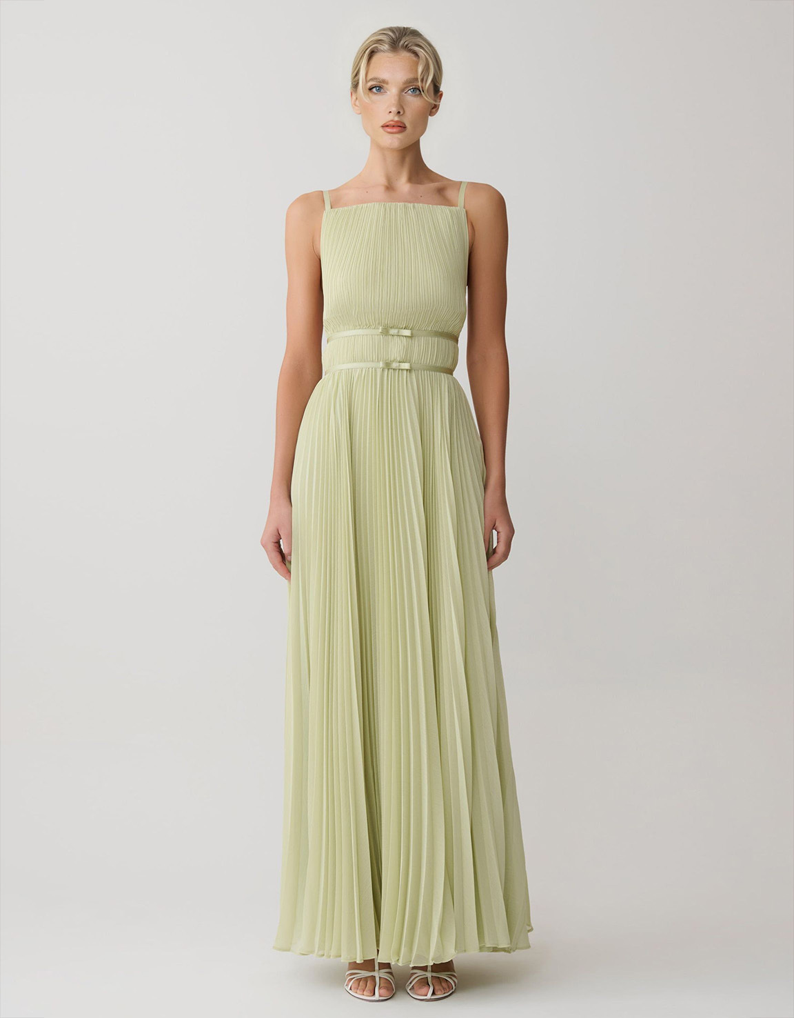 Elegant Pleated Strap Maxi Dress