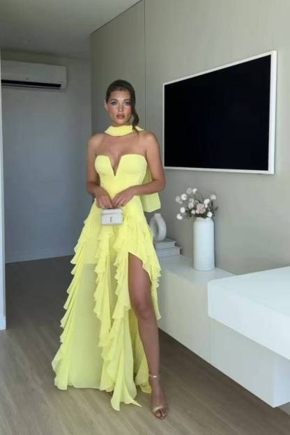 Ruffled Hem Scarf Design Maxi Dress