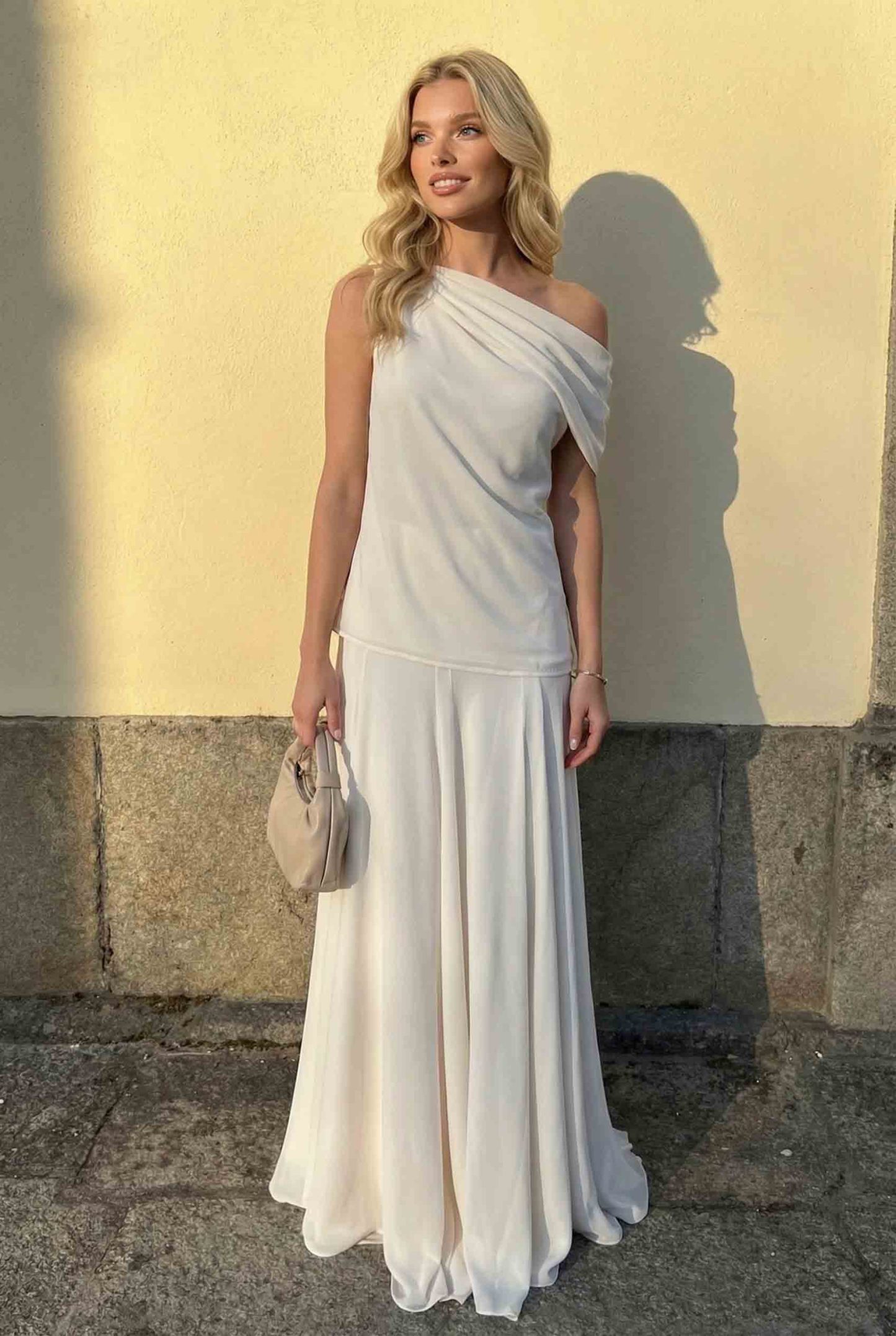 Off-shoulder Top And Fishtail Skirt Suit