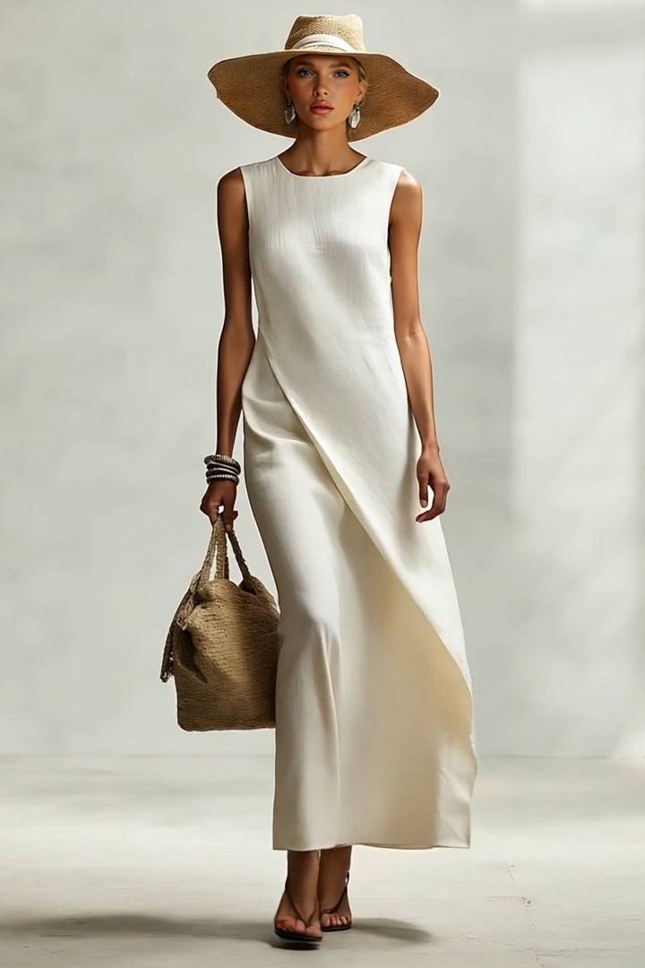 Asymmetrical Hem Design Maxi Dress