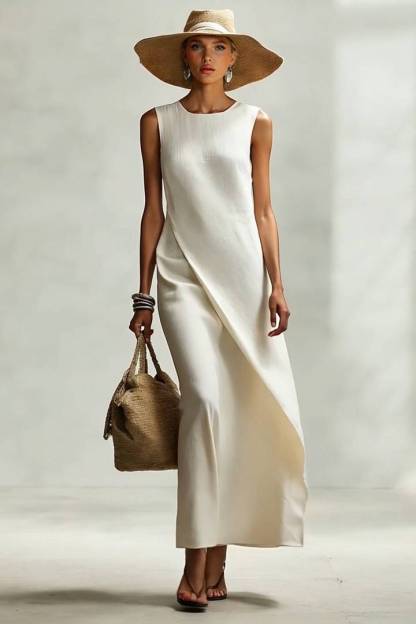 Asymmetrical Hem Design Maxi Dress