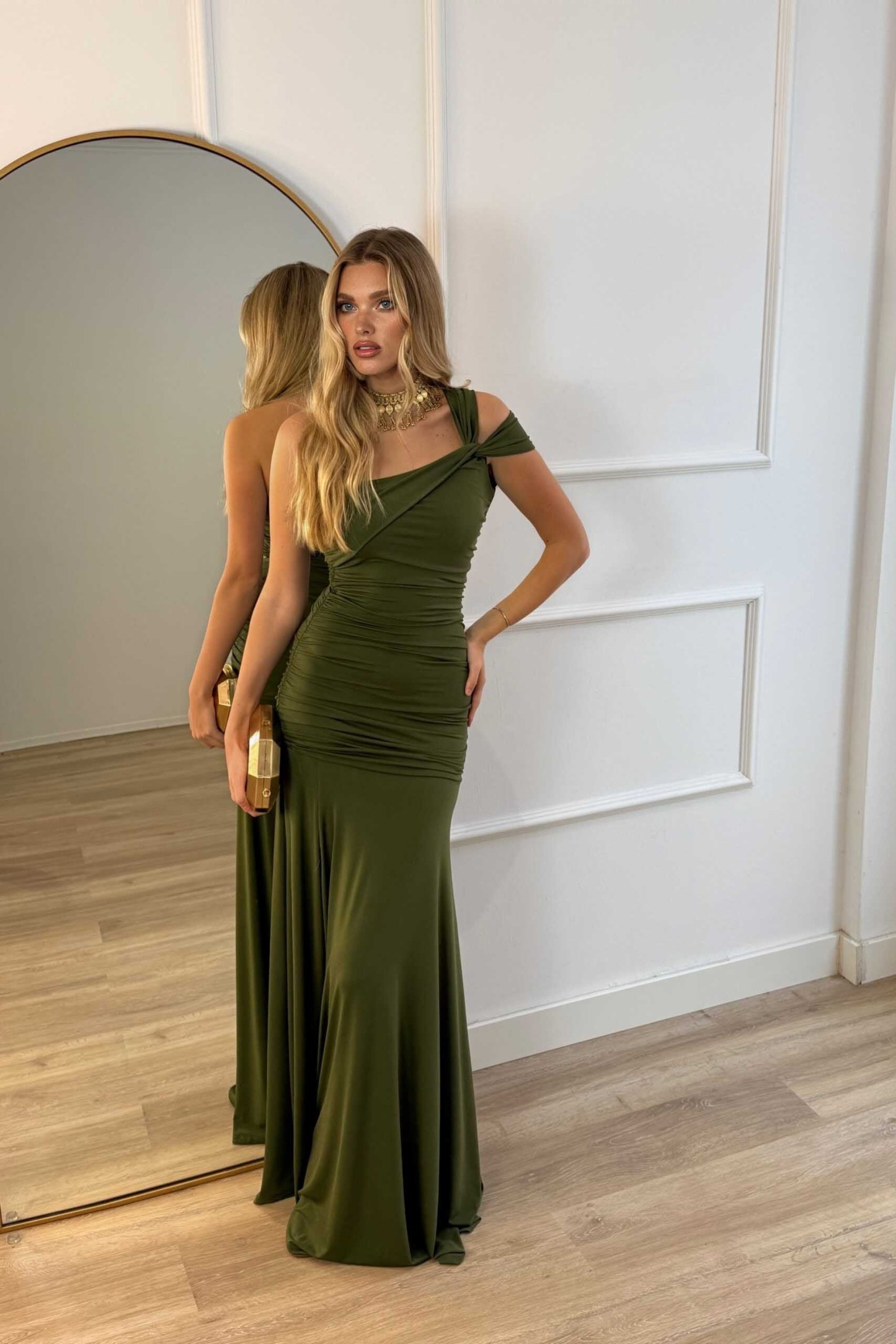 Off-Shoulder Asymmetrical Maxi Dress
