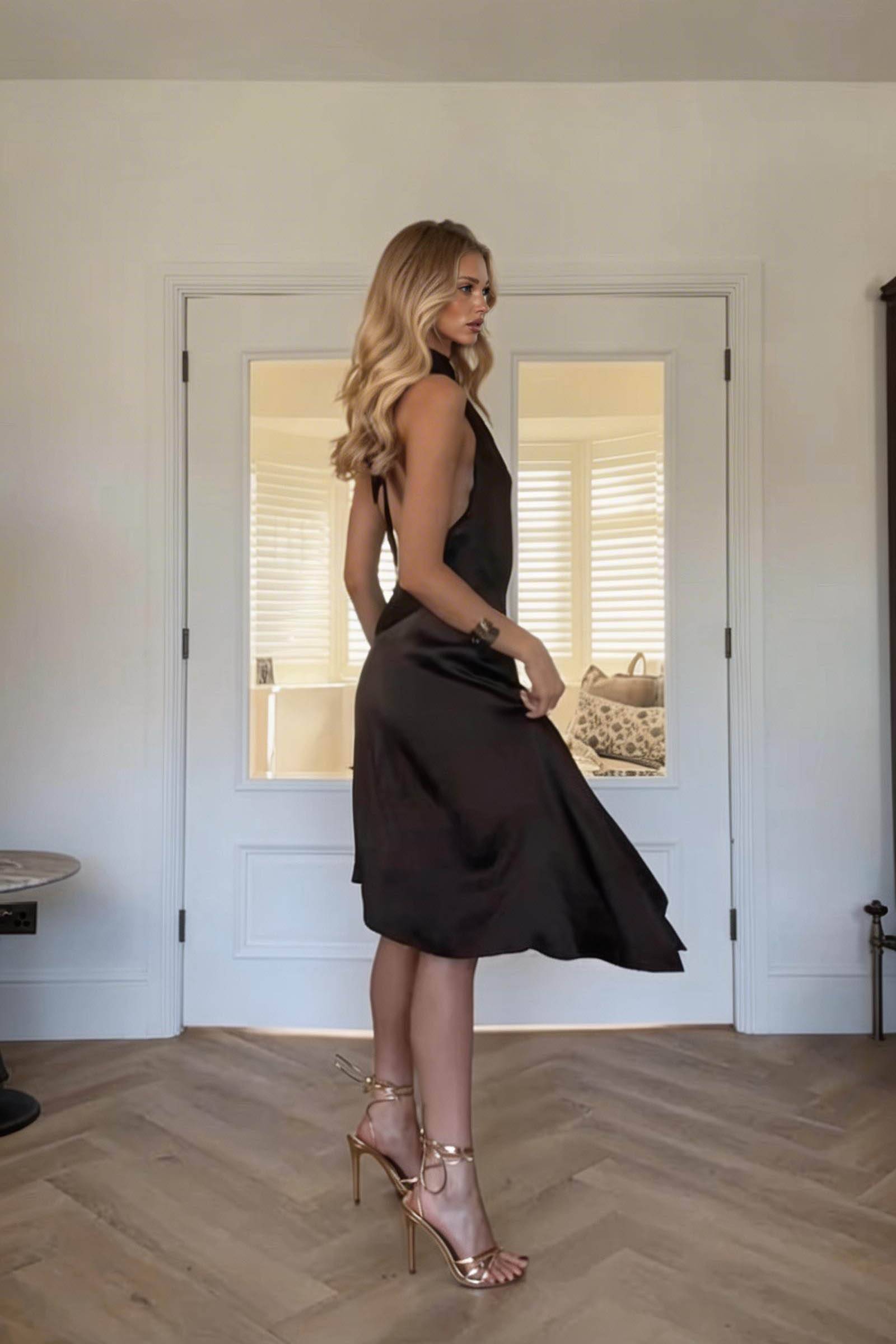 Halter-Neck Backless Irregular Hem Dress