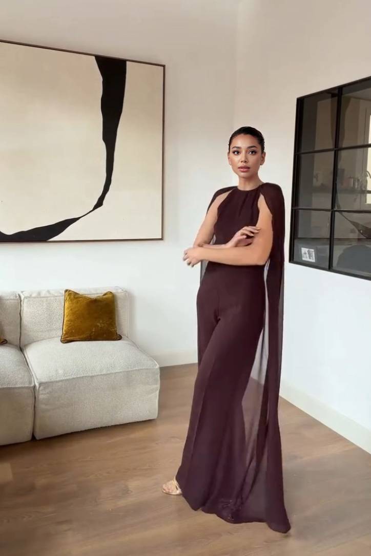 Minimalist Shawl Design Jumpsuit