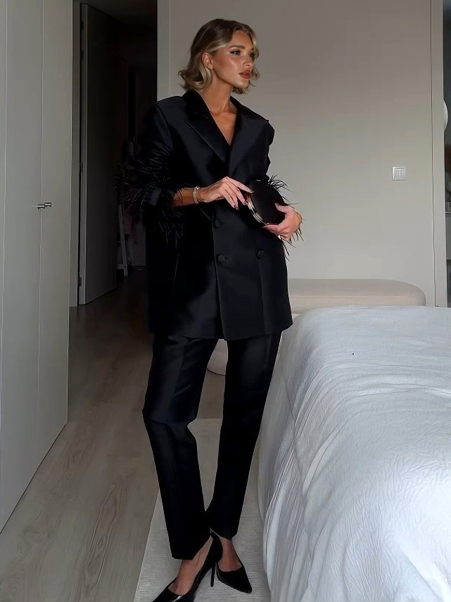 Elegant Tailored Satin Straight-Leg Pants