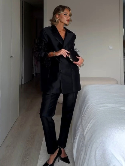 Elegant Tailored Satin Straight-Leg Pants