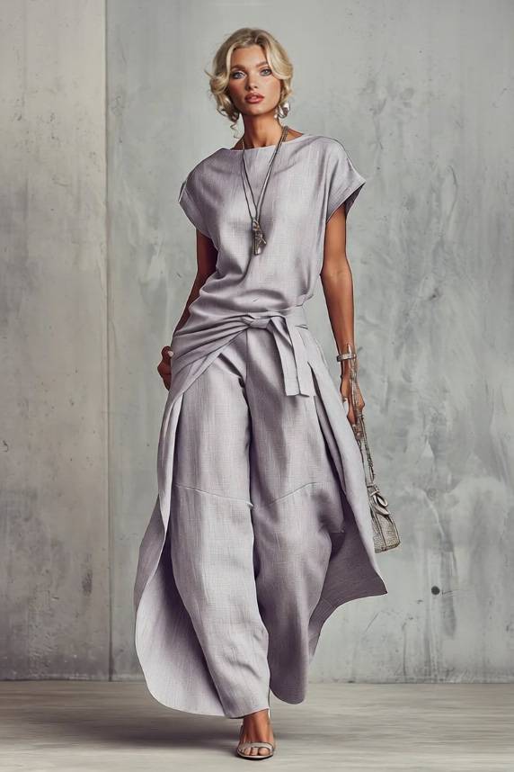 Short-Sleeve Top And Cocoon Pants Set