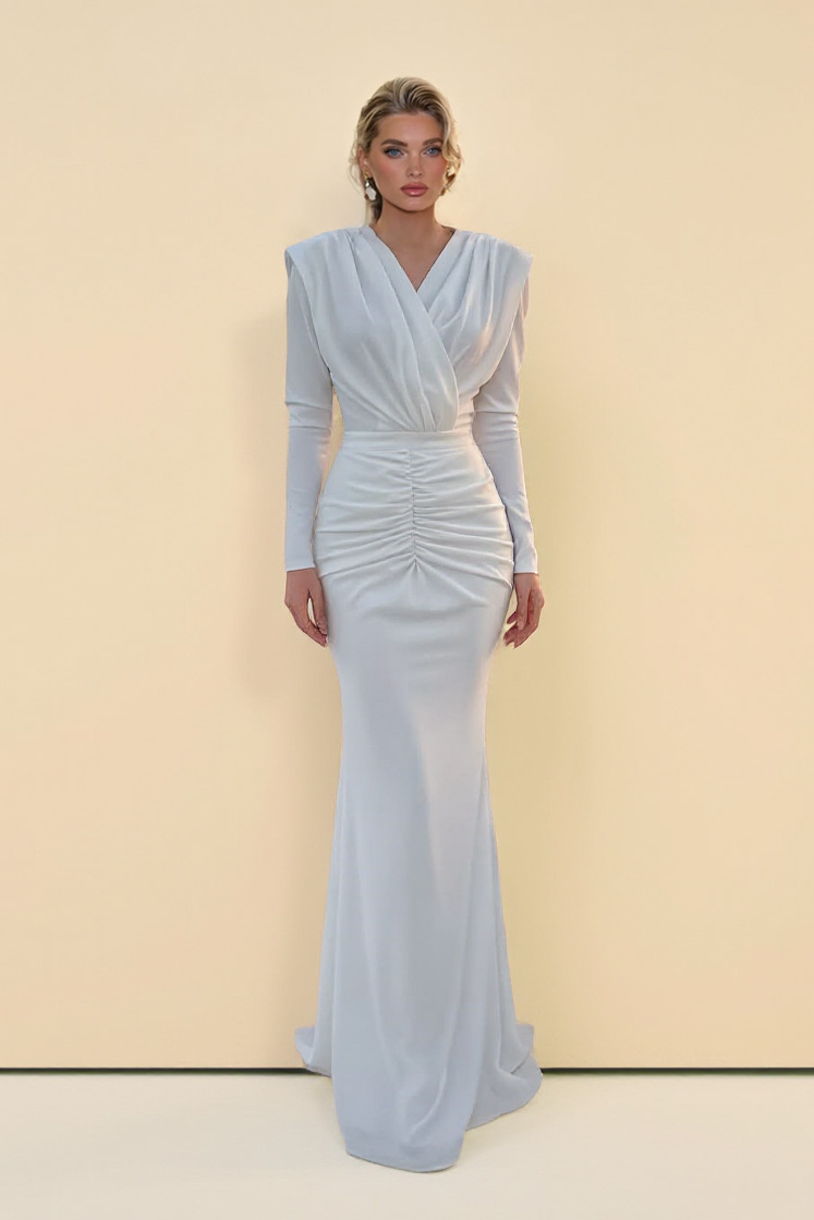 V-Neck Pleated Maxi Dress