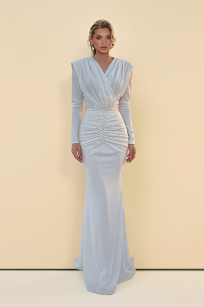 V-Neck Pleated Maxi Dress