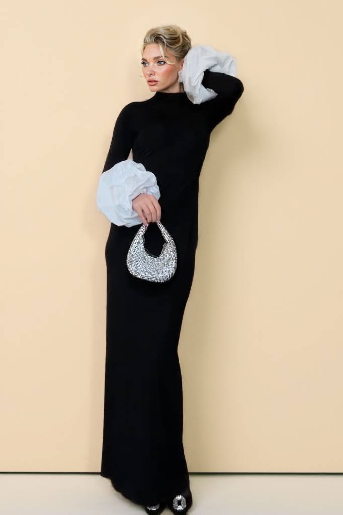 Slim Fit Floral Sleeve Maxi Dress