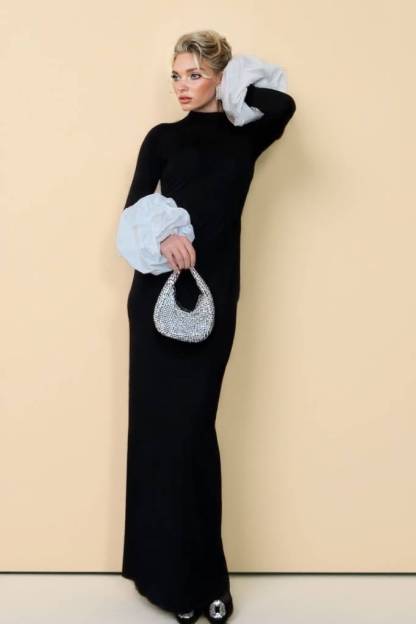 Slim Fit Floral Sleeve Maxi Dress