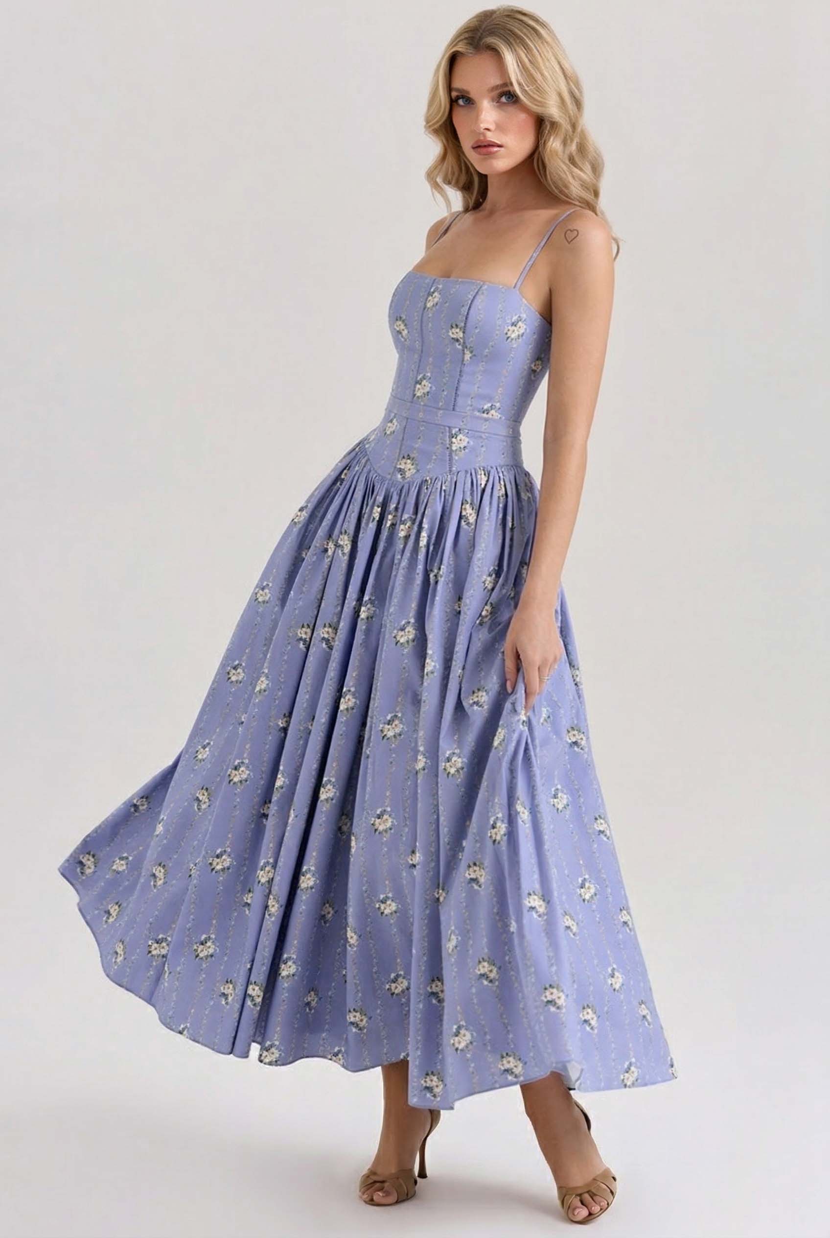 Sling Slim-Fit Floral MidI Dress
