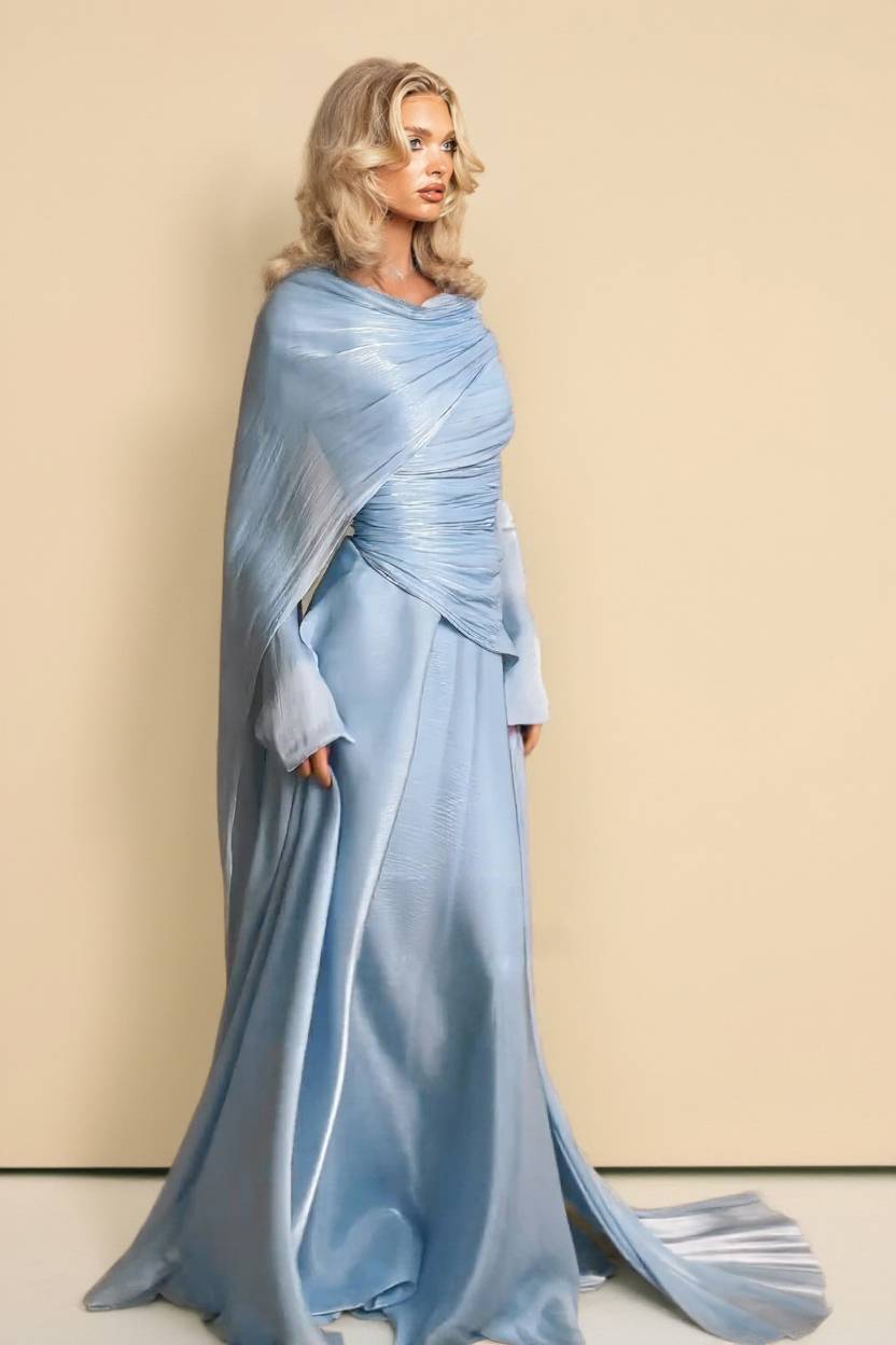 Pleated Ribbon Design Maxi Dress