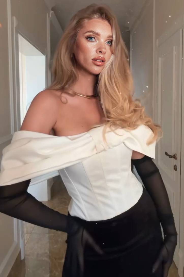 Bow Top And Velvet Skirt Set