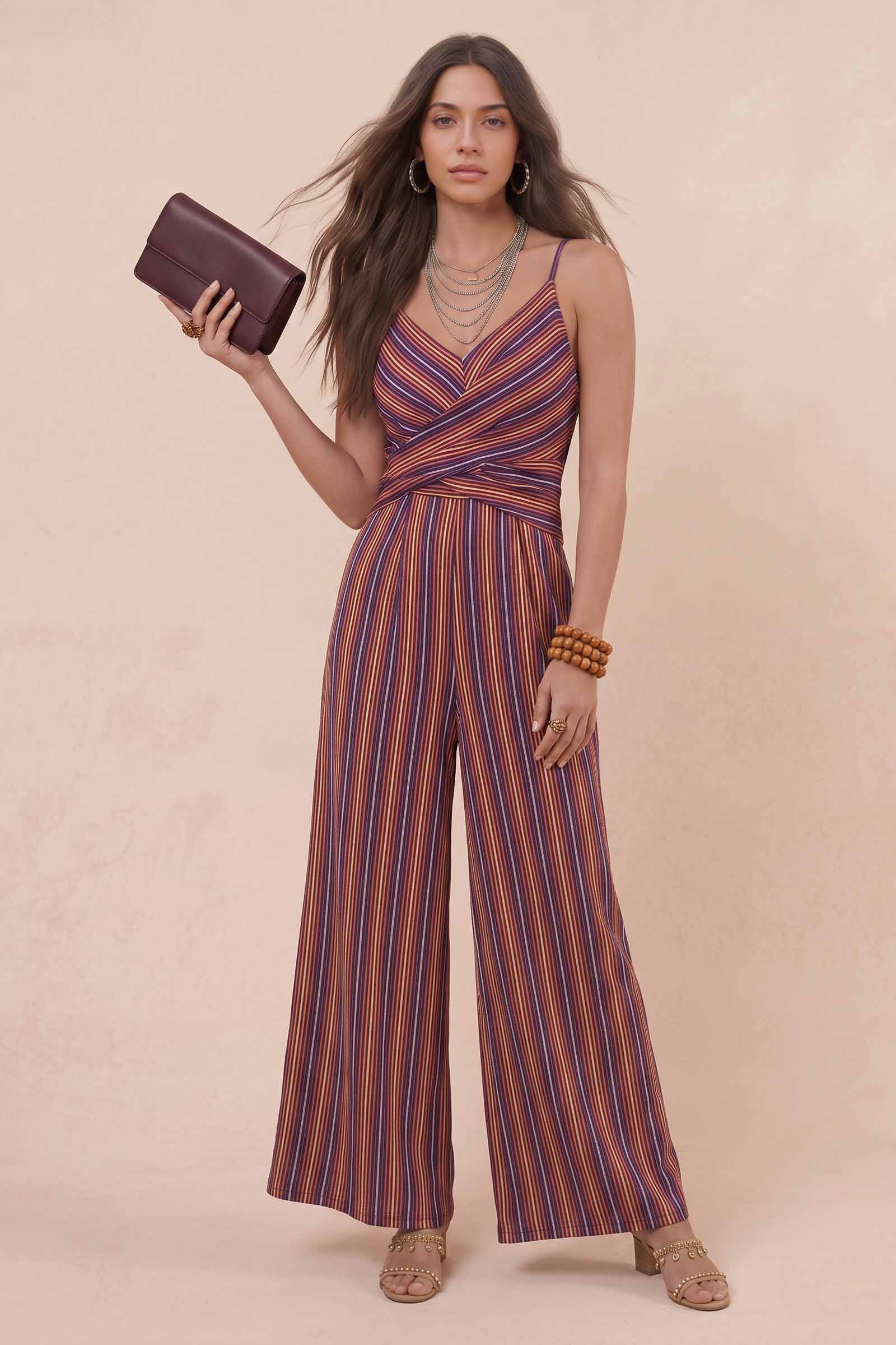 Striped Printed Sling Jumpsuit