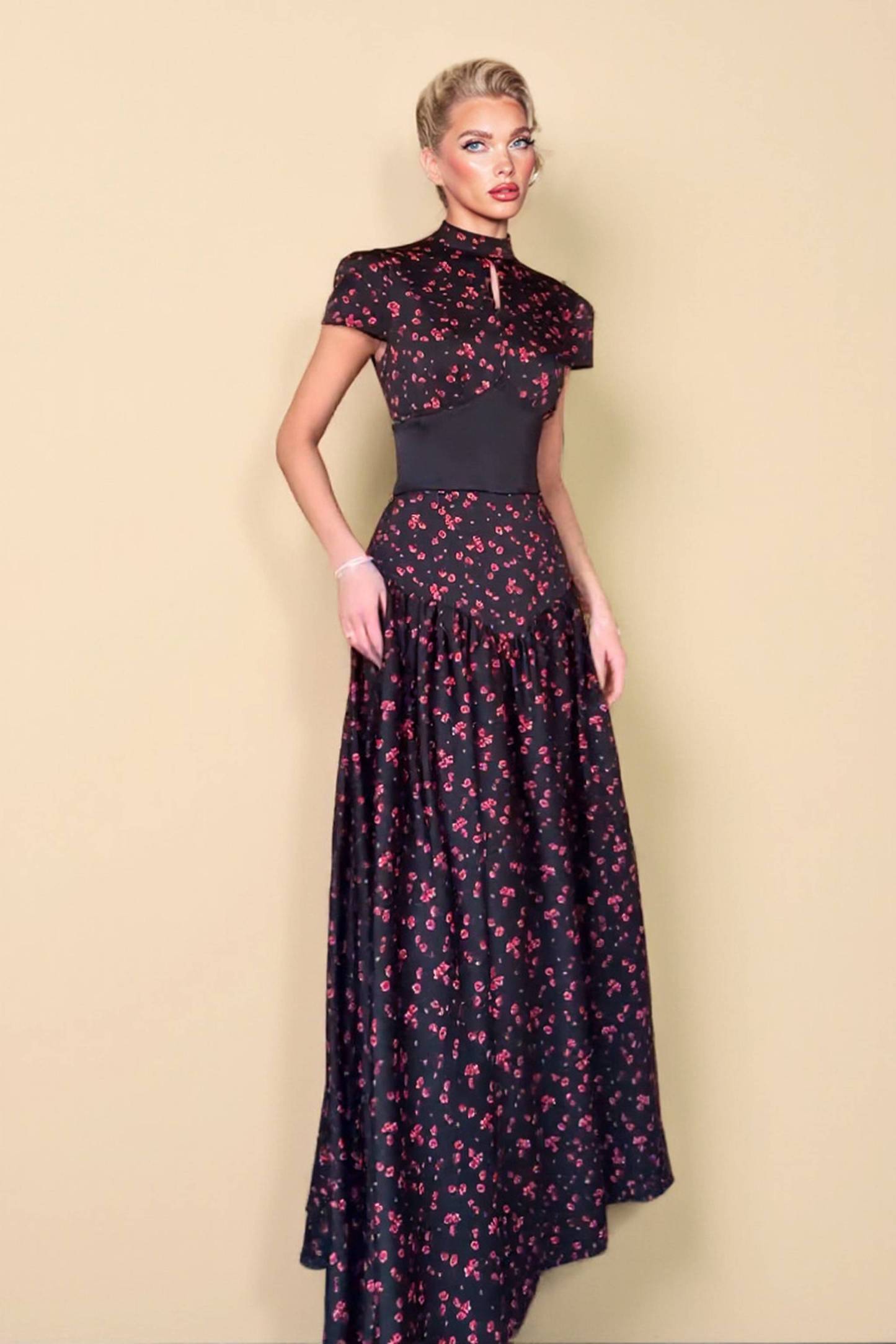 Waistband Floral Print Maxi Dress