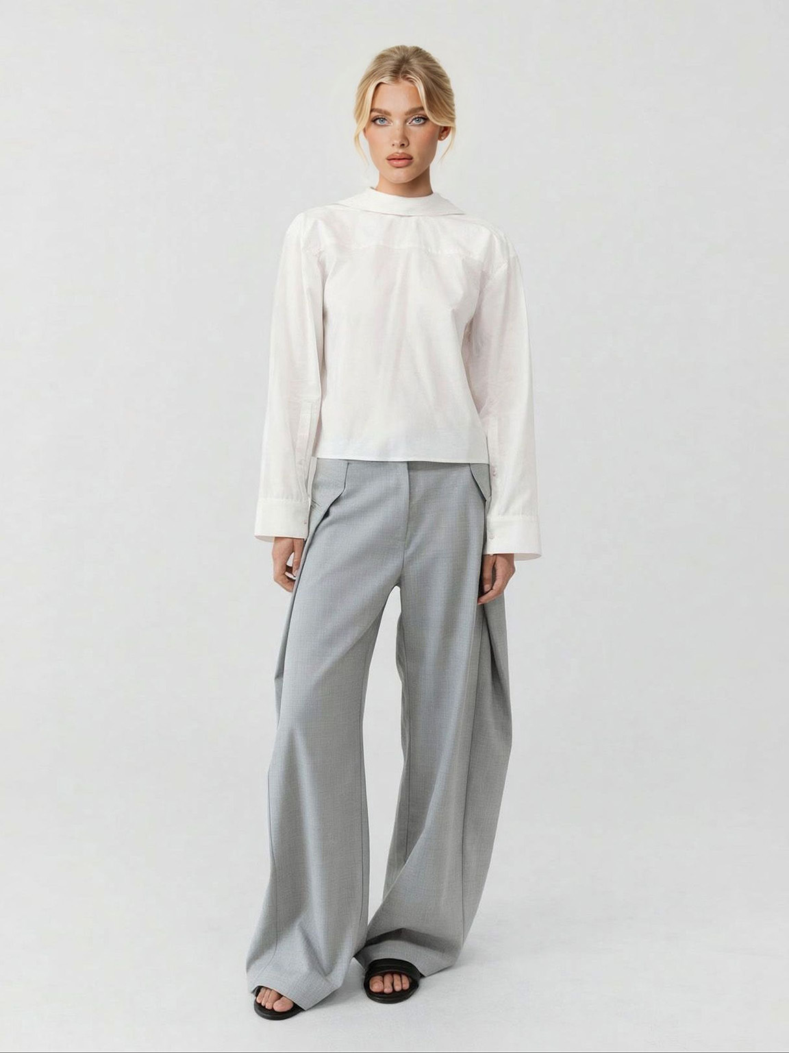 Minimalist Sleeveless Top & Asymmetrical Wide-Leg Pants Two-Piece Set