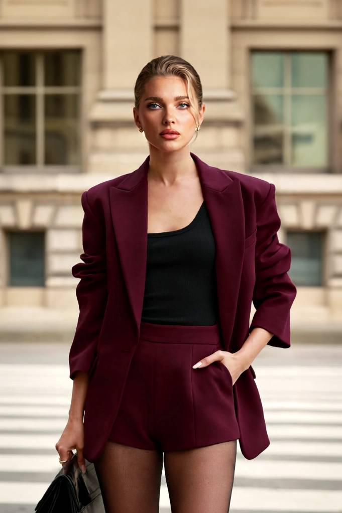 Minimalist Blazer And Shorts Set