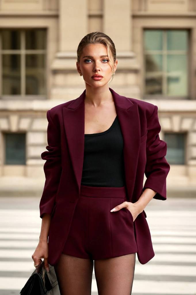 Minimalist Blazer And Shorts Set