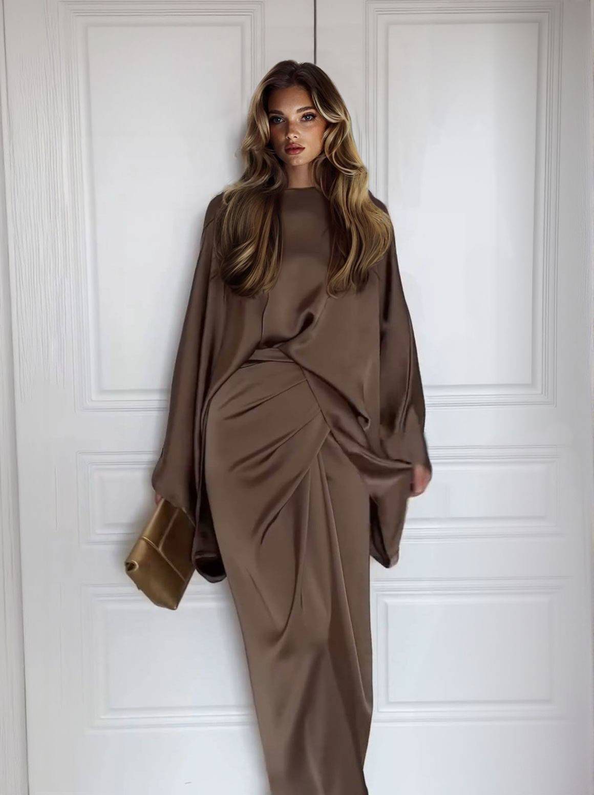 Minimalist Loose Shirt And Lace-up Skirt Suit