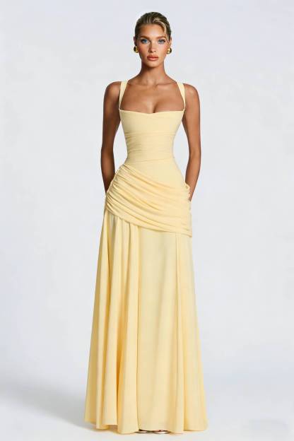 Sling Pleated Maxi Dress