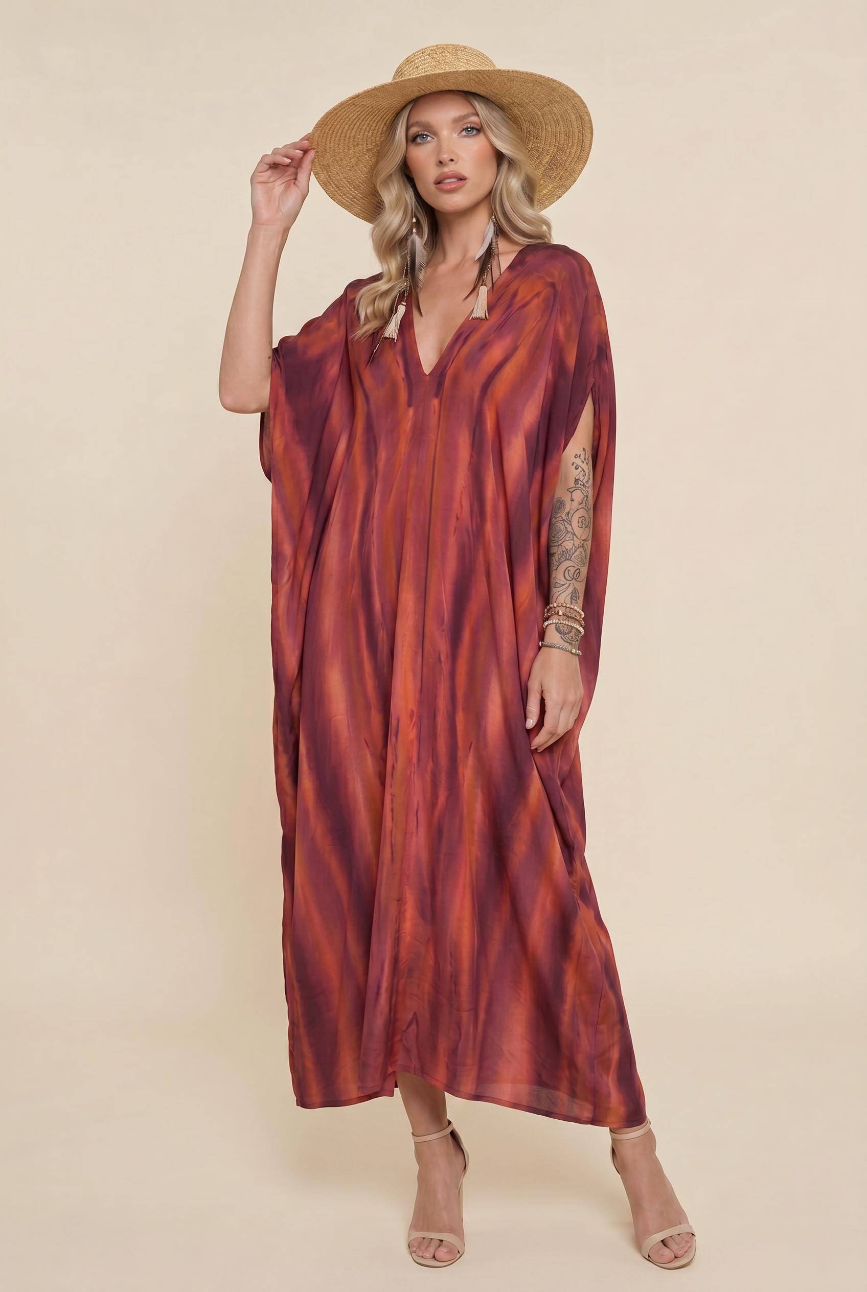V-neck Printed Maxi Dress
