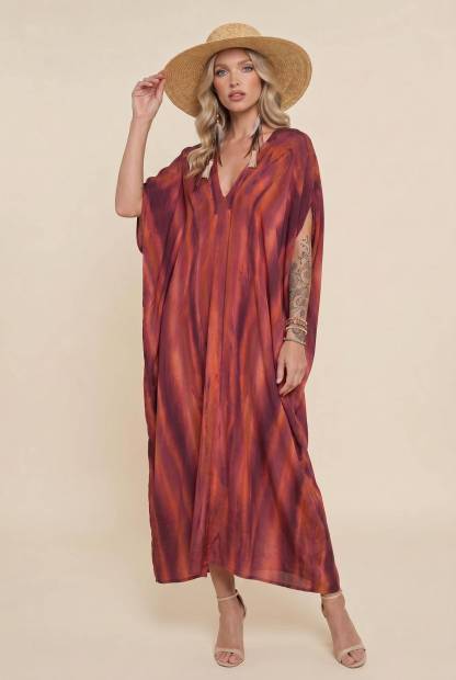 V-neck Printed Maxi Dress
