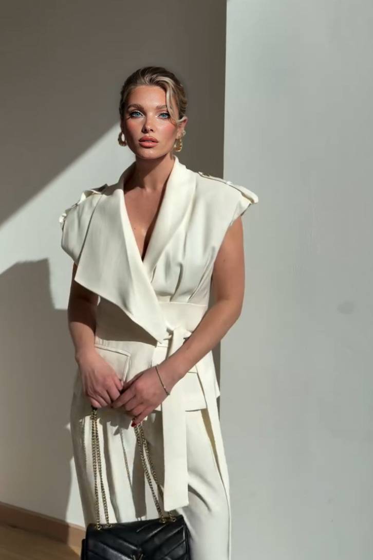 Asymmetric Vest And Wide-leg Pants Set