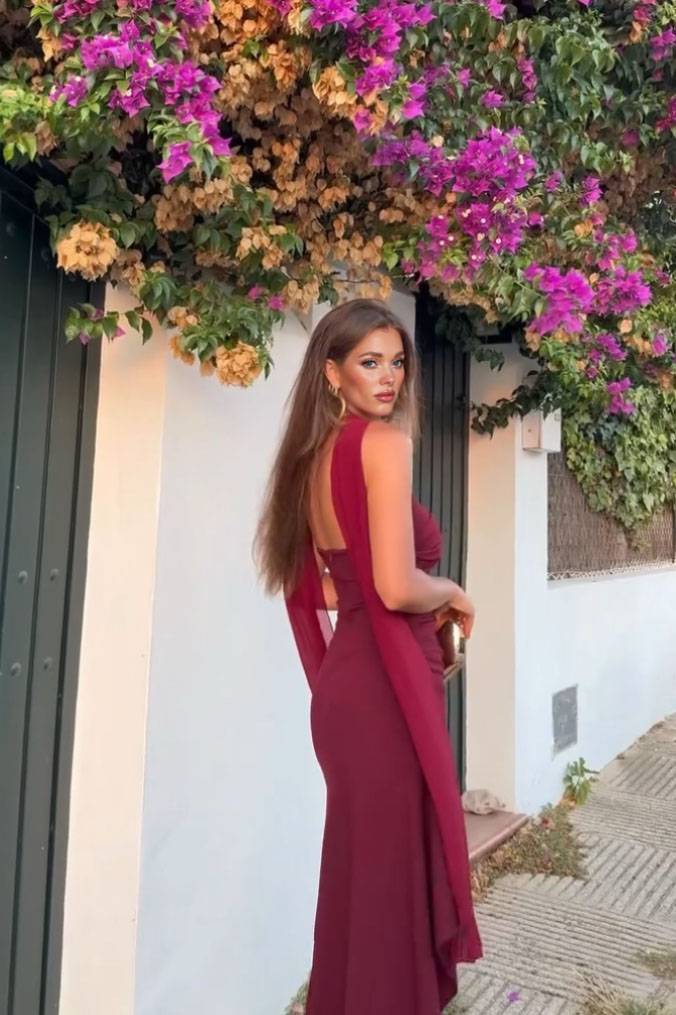 Side Slit Scarf Maxi Dress